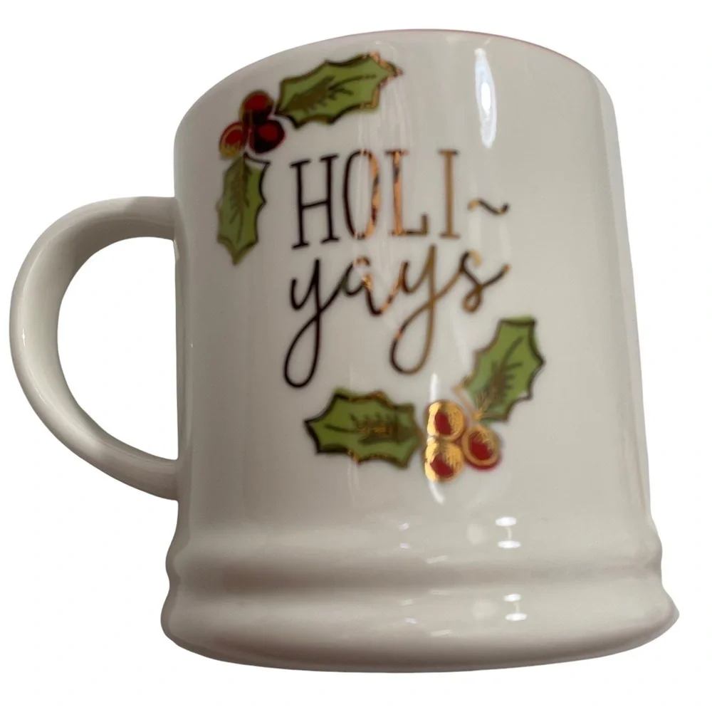 Target Threshold Holiday-Yays Mug White Red Holiday Hollies Festive NWT